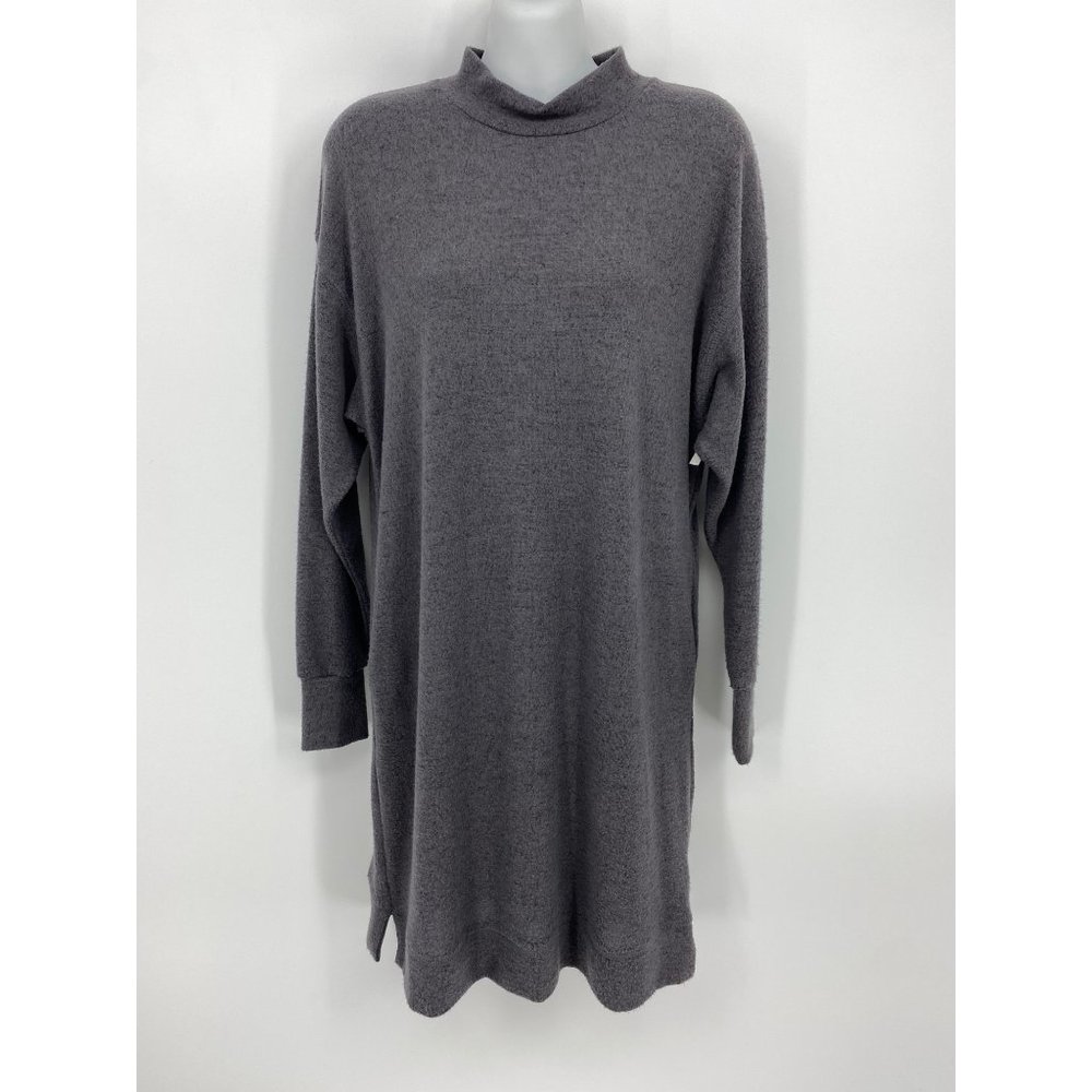 Socialite Dark Gray Knit Long Sleeve Mock-Neck Sweater Dress NEW